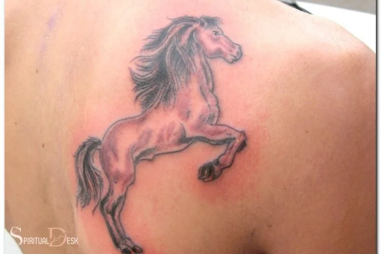 Premium AI Image  Tattoo of a horse and a sailor on the shoulder
