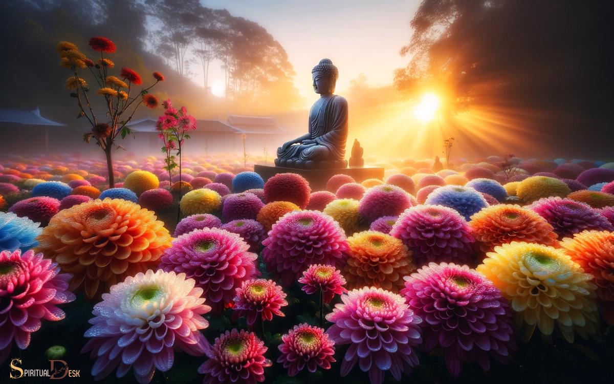 Symbolism in Buddhism Colorful Chrysanthemum